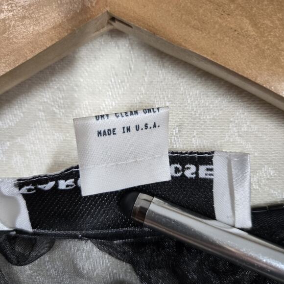 Caroline Rose Sheer Cardigan Jacket sz M Black Beaded Trim - Picture 9 of 13